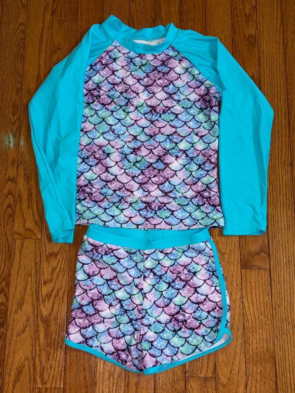 Girls' Mermaid Scale Rashguard Set - Turquoise & Multi